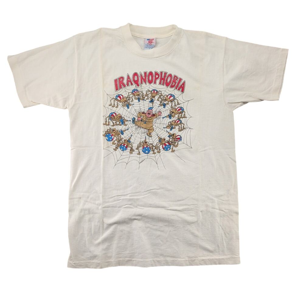 Vintage 90s Iraqnophobia Single Stitch T Shirt Men's Large Saddam Hussein Web